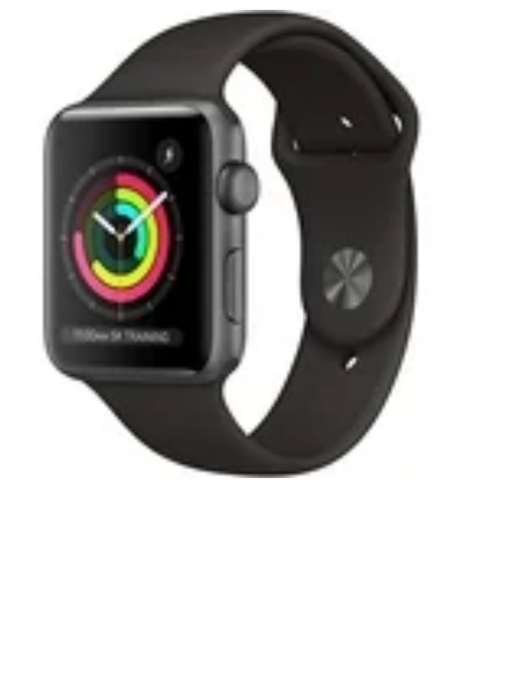 Apple Smartwatch with Black Sport Band and Space Gray Case